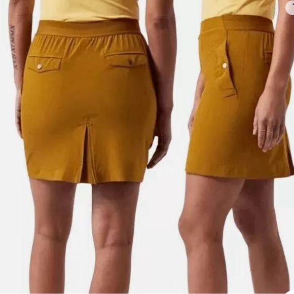 Athleta Dresses & Skirts - Athleta Skort Womens Gold Brown Vienna Cargo Performance Golf Casual Travel